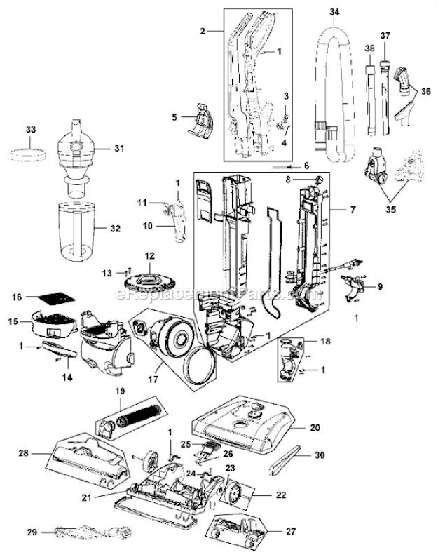 Hoover UH70801 WindTunnel 2 - High Capacity Page A Diagram