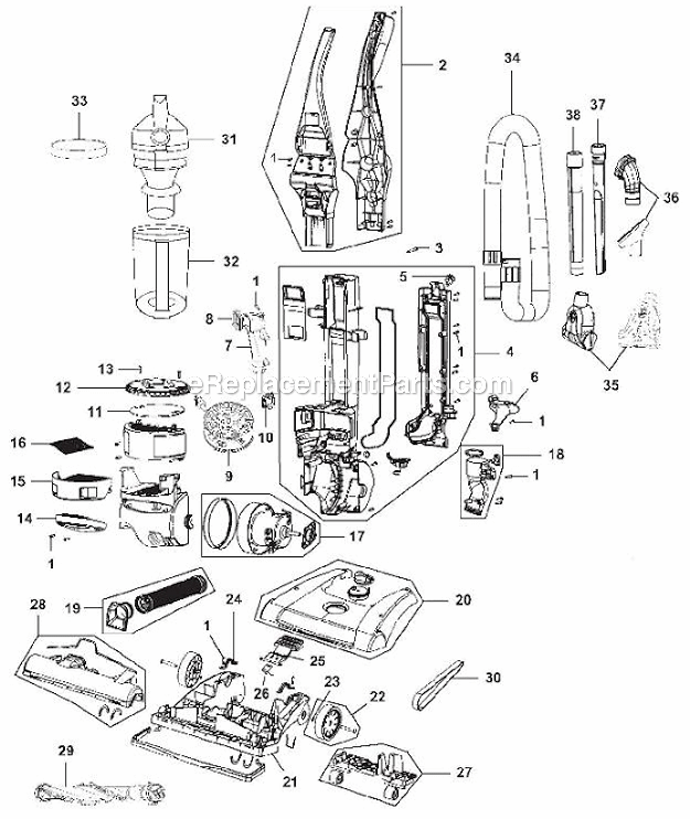 Hoover UH70839 WindTunnel 2 Rewind Page A Diagram