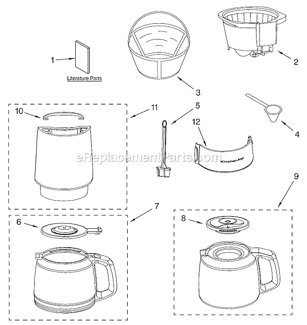 KitchenAid KCM223 (Series 0) 12 Cup Thermal Carafe Coffee Maker Page A Diagram