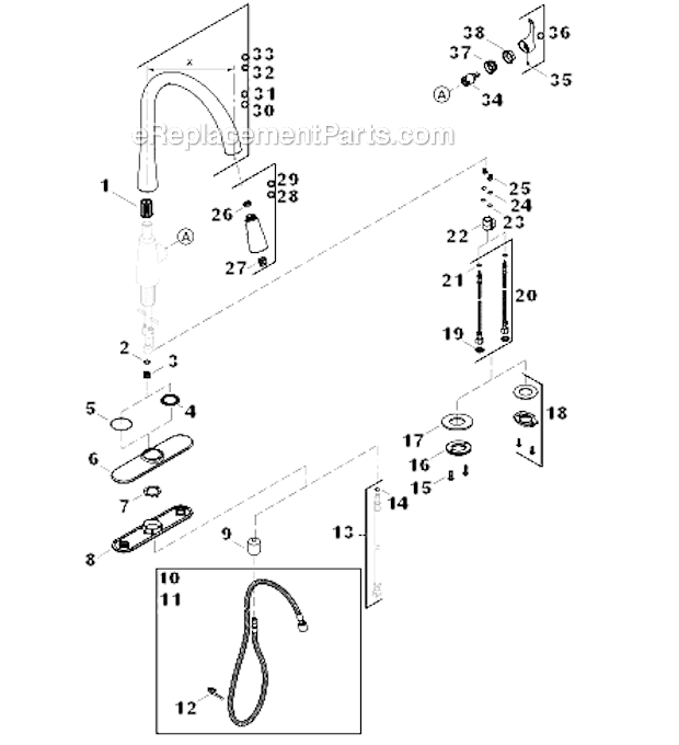 Kohler 597-CP Single-Hole or Three-Hole Kitchen Sink Faucet Page A Diagram