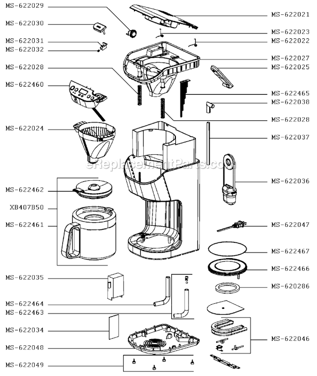 Krups KT406550/5CA Dahlstrom Therm Timer Coffee Maker Page A Diagram