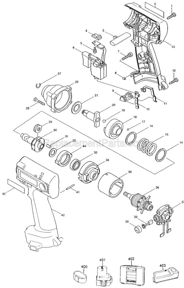 Makita 6991DWDE 9V Impact Wrench Page A Diagram