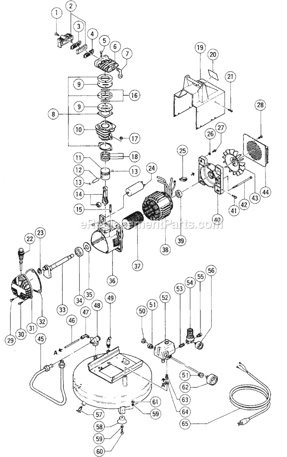 Metabo HPT (Hitachi) EC6B Compressor 1HP Oil Pump Page A Diagram