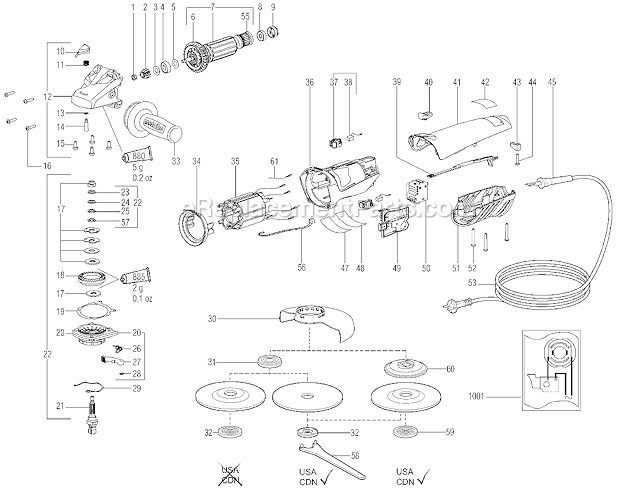 Metabo WE14-150Quick (00160420) 1400W Angle Grinder Page A Diagram