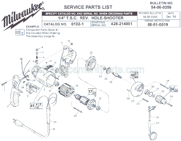 Milwaukee 0102-1 (SER 428-214001) Electric Drill / Driver Page A Diagram