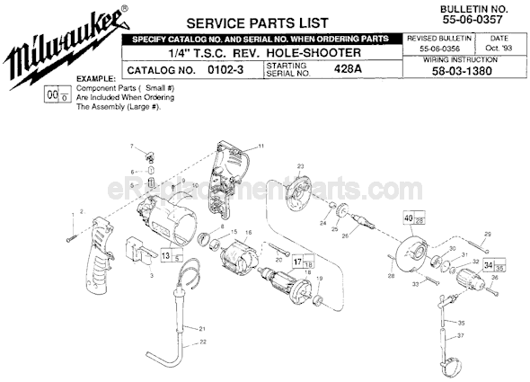 Milwaukee 0102-3 (SER 428A) Electric Drill / Driver Page A Diagram