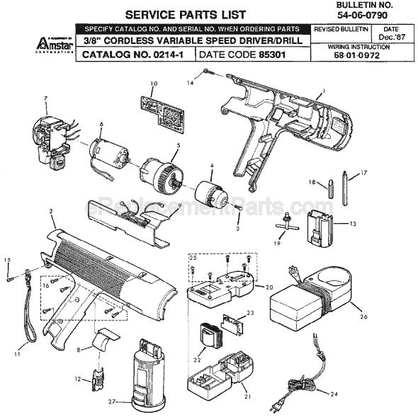 Milwaukee 0214-1 (SER 85301) Cordless Drill / Driver Page A Diagram