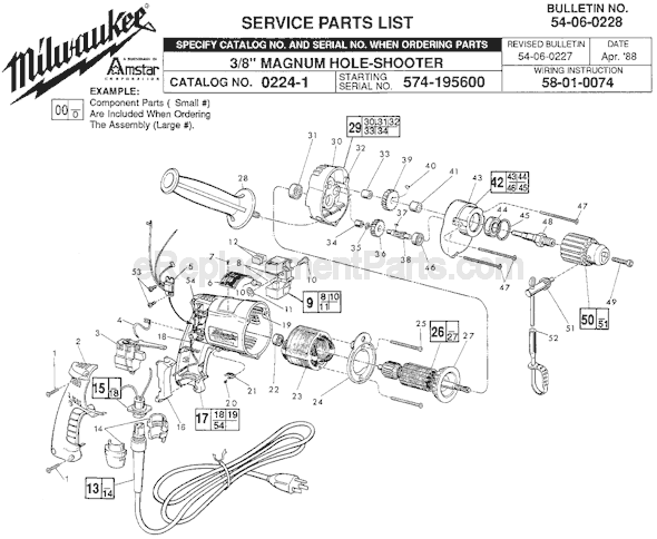 Milwaukee 0224-1 (SER 574-195600) Electric Drill / Driver Page A Diagram