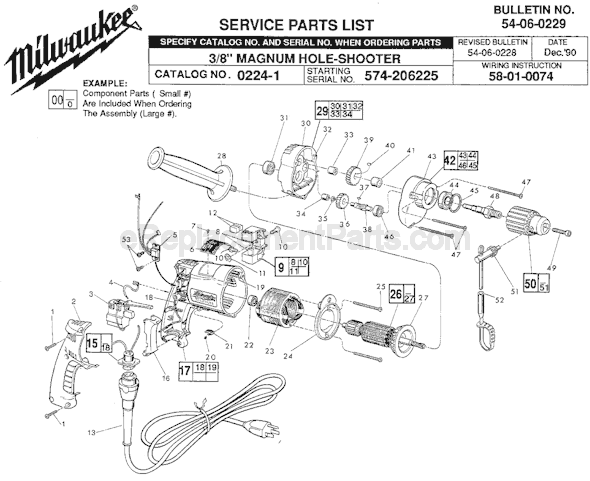 Milwaukee 0224-1 (SER 574-206225) Electric Drill / Driver Page A Diagram