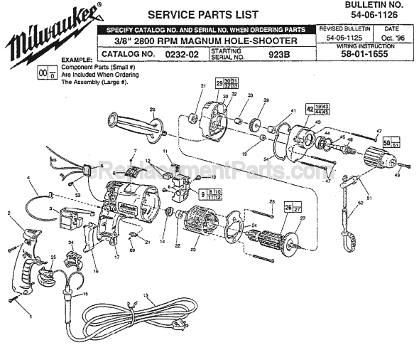 Milwaukee 0232-02 (SER 923B) Electric Drill / Driver Page A Diagram