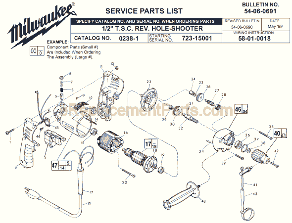 Milwaukee 0238-1 (SER 723-15001) Electric Drill / Driver Page A Diagram