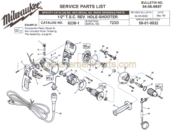 Milwaukee 0238-1 (SER 723D) Electric Drill / Driver Page A Diagram