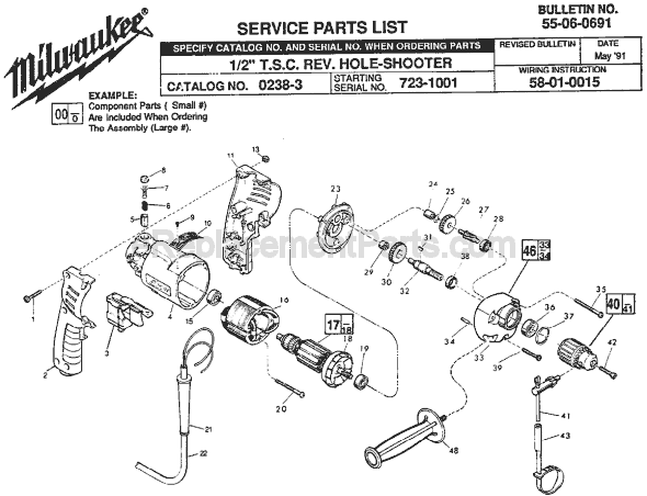Milwaukee 0238-3 (SER 723-1001) Electric Drill / Driver Page A Diagram