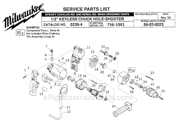Milwaukee 0239-4 (SER 756A) Electric Drill / Driver Page A Diagram