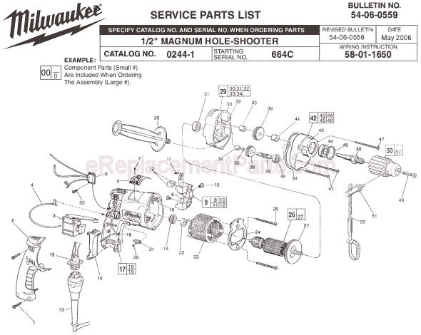 Milwaukee 0244-1 (SER 664C) Electric Drill / Driver Page A Diagram