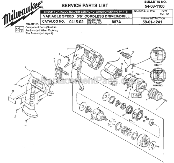 Milwaukee 0415-02 (SER 887A) Cordless Drill / Driver Page A Diagram
