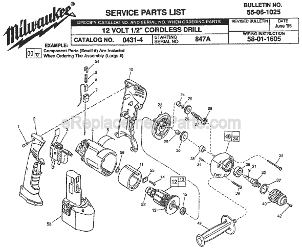 Milwaukee 0431-4 (SER 847A) Cordless Drill / Driver Page A Diagram