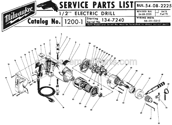Milwaukee 1200-1 (SER 134-7240) Electric Drill / Driver Page A Diagram