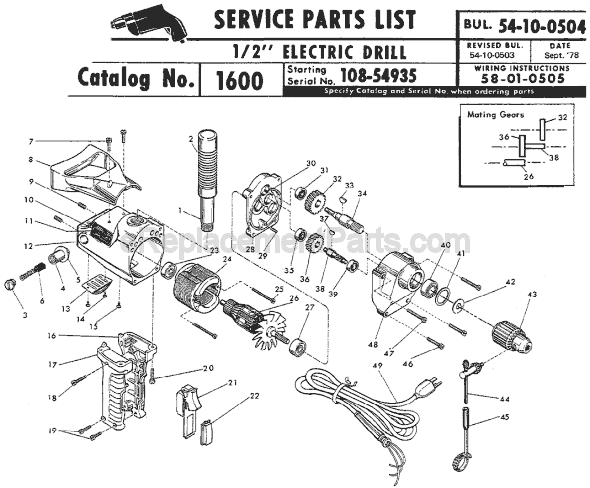 Milwaukee 1600 (SER 108-54935) Electric Drill / Driver Page A Diagram