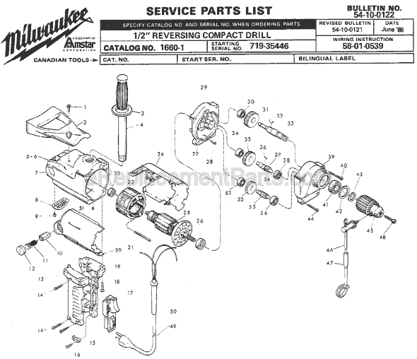Milwaukee 1660-1 (SER 719-35446) Electric Drill / Driver Page A Diagram