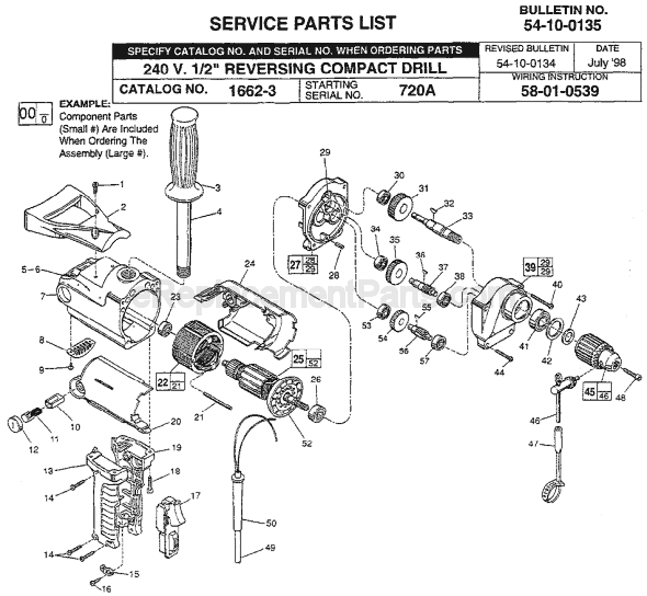 Milwaukee 1662-3 (SER 720A) Electric Drill / Driver Page A Diagram