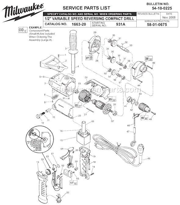 Milwaukee 1663-20 (SER 931A) Electric Drill / Driver Page A Diagram