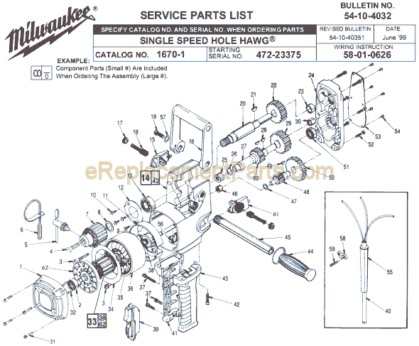 Milwaukee 1670-1 (SER 472-23375) Single Speed Hole Hawg Drill Page A Diagram