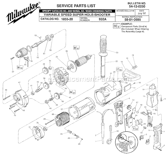 Milwaukee 1855-20 (SER 932A) Electric Drill / Driver Page A Diagram