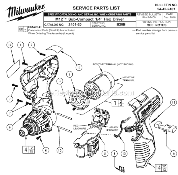 Milwaukee 2401-20 (B30B) Sub-Compact 1/4