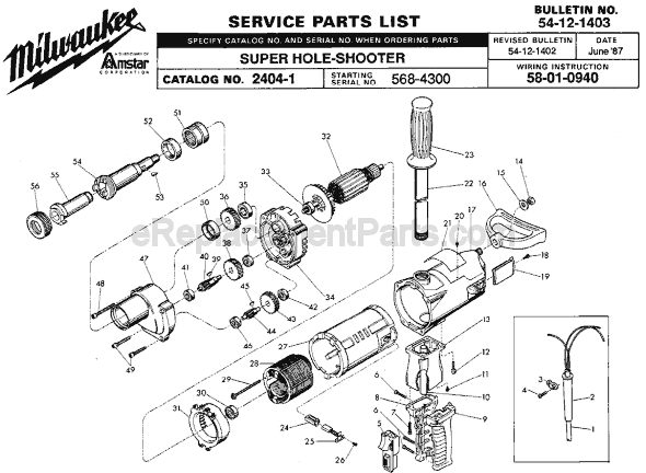 Milwaukee 2404-1 (SER 568-4300) Electric Drill / Driver Page A Diagram