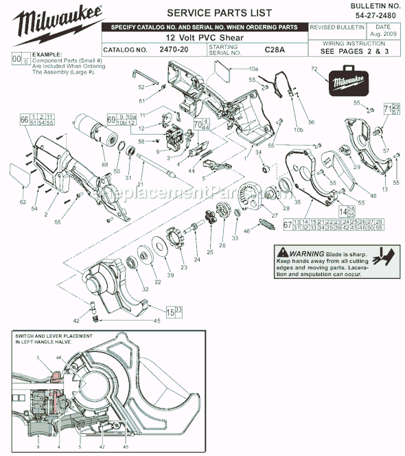 Milwaukee 2470-20 (SER C28A) 12 Volt Pvc Shear Page A Diagram