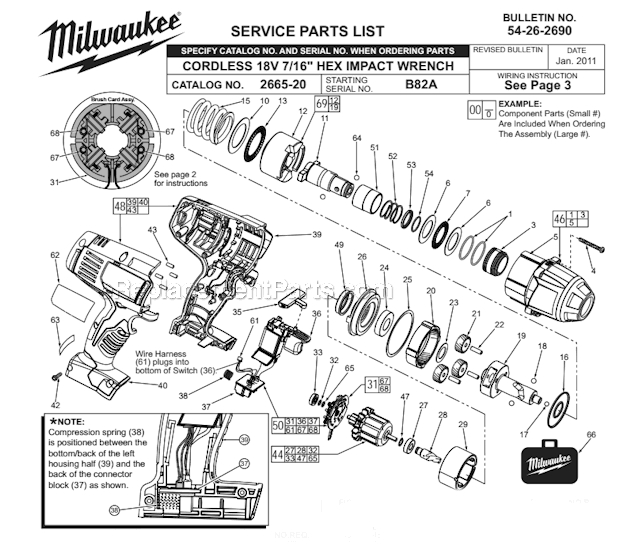 Milwaukee 2665-20 (SER B82A) Cordless 18V 7/16