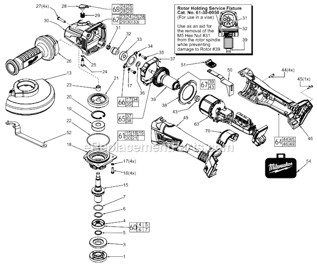 Milwaukee 2781-20 M18 Fuel Angle Grinder with Slide Switch and Lock-On Page A Diagram