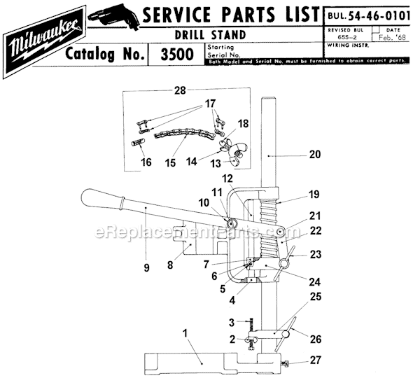 Milwaukee 3500 Drill Stand Page A Diagram