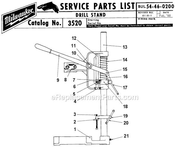 Milwaukee 3520 Drill Stand Page A Diagram