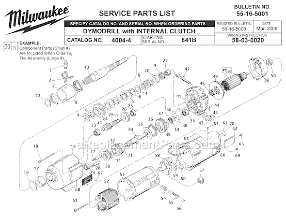 Milwaukee 4004-4 (SER 841B) Dymodrill Page A Diagram