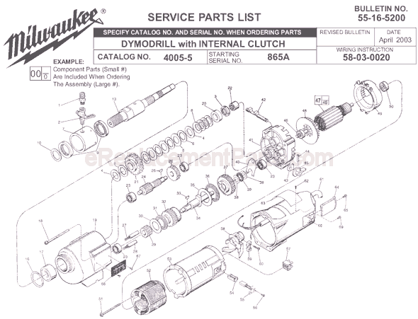Milwaukee 4005-5 (SER 865A) Dymodrill Page A Diagram