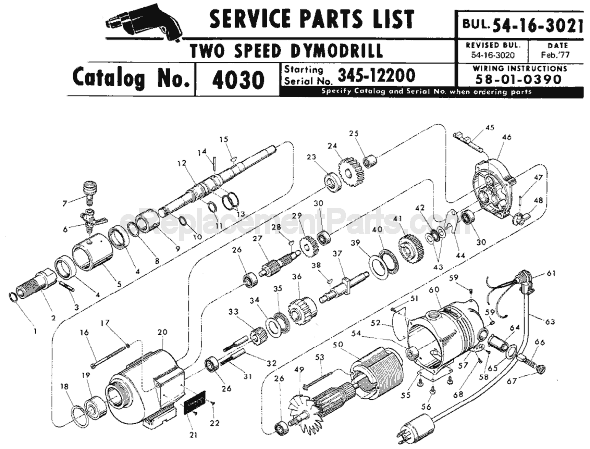 Milwaukee 4030 (SER 345-1001) Electric Drill / Driver Page A Diagram