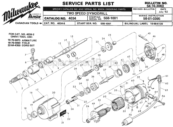 Milwaukee 4034 (SER 558-1001) Electric Drill / Driver Page A Diagram