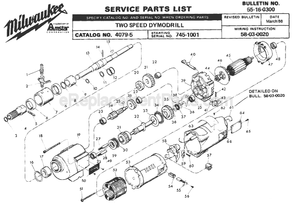Milwaukee 4079-5 (SER 745-1001) Electric Drill Page A Diagram
