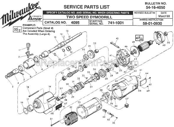 Milwaukee 4095 (SER 741-1001) Electric Drill Page A Diagram