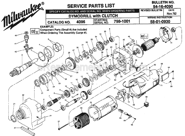 Milwaukee 4096 (SER 798-1001) Electric Drill Page A Diagram
