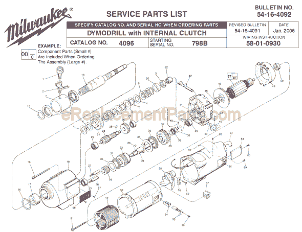 Milwaukee 4096 (SER 798B) Electric Drill Page A Diagram