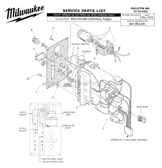 Milwaukee 4202 Electromagnetic Drill Press Stand Page A Diagram