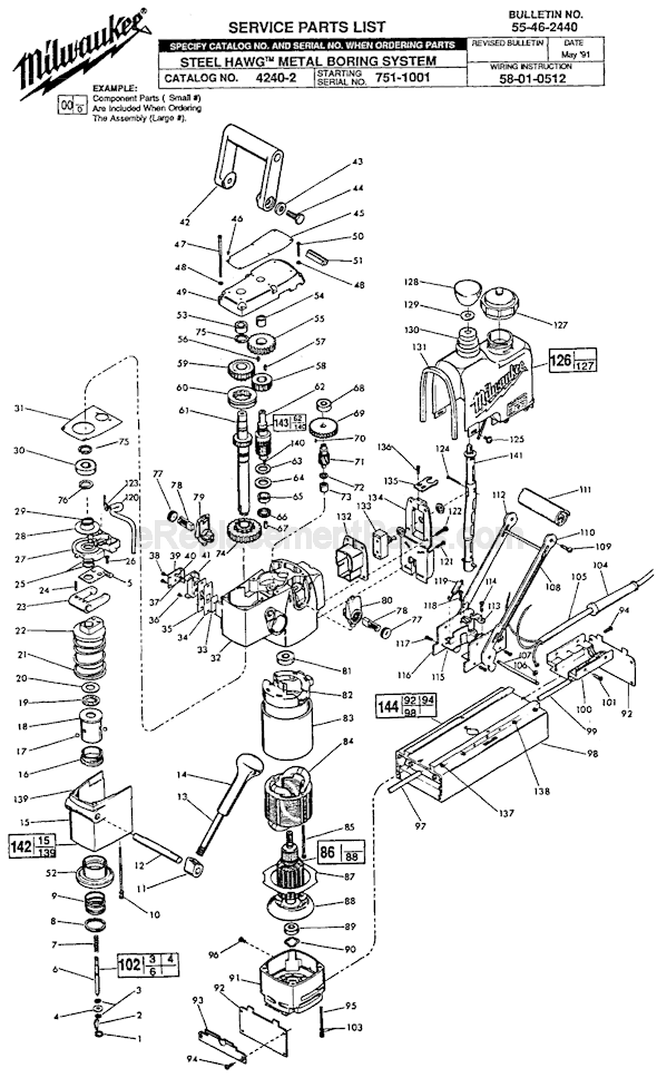 Milwaukee 4240-2 (SER 751-1001) Electric Drill Page A Diagram