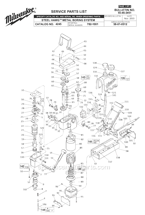 Milwaukee 4245-2 (SER 782-1001) Electric Drill Page A Diagram