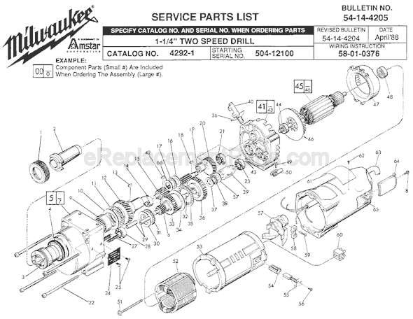 Milwaukee 4292-1 (SER 504-12100) Electric Drill Page A Diagram