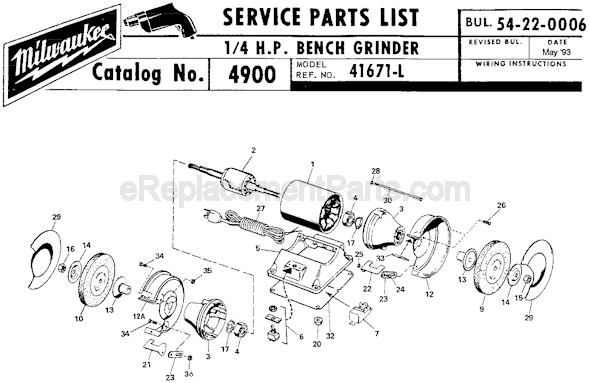 Milwaukee 4900 (SER 41671-L) Grinder Page A Diagram