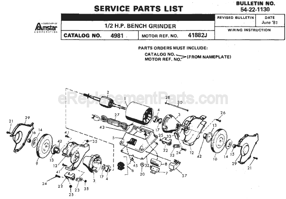 Milwaukee 4981 (SER 41882-J) Grinder Page A Diagram