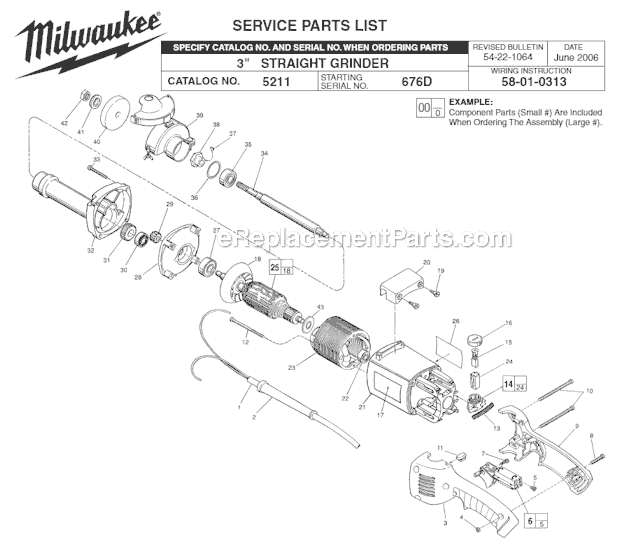 Milwaukee 5211 (SER 676D) Grinder Page A Diagram